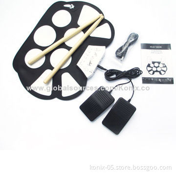 Portable USB roll up drum kit, interface for computer with software